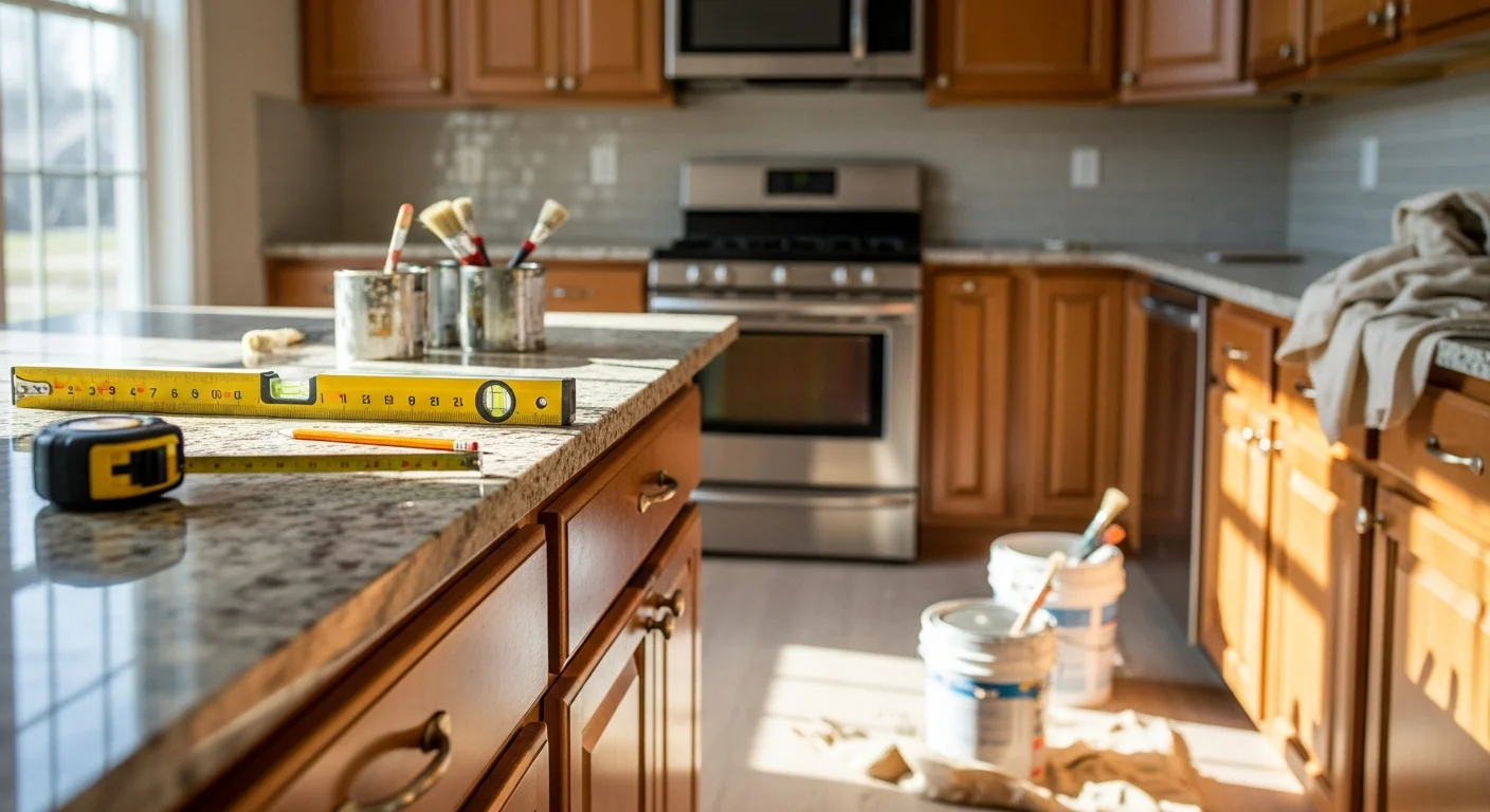 Modern kitchen remodel with new cabinets and countertops