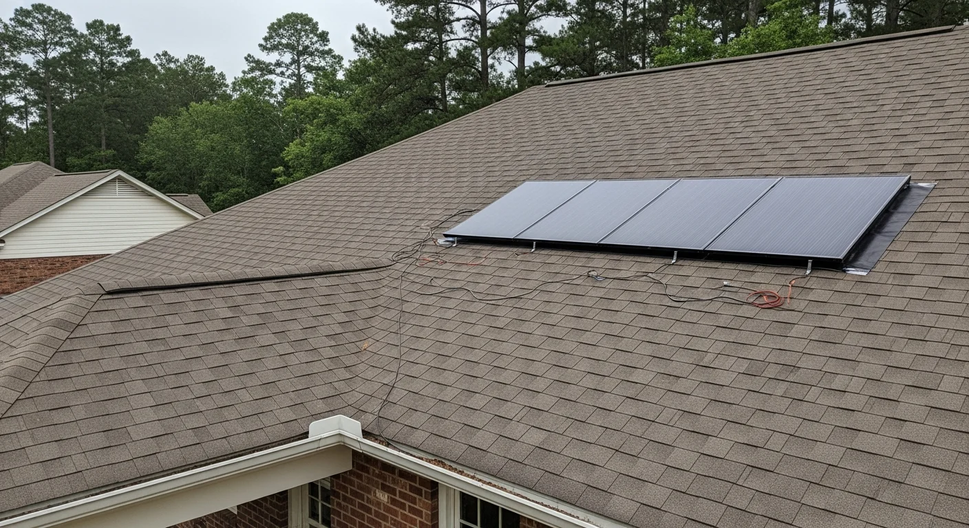 Professional roofer installing residential roof shingles