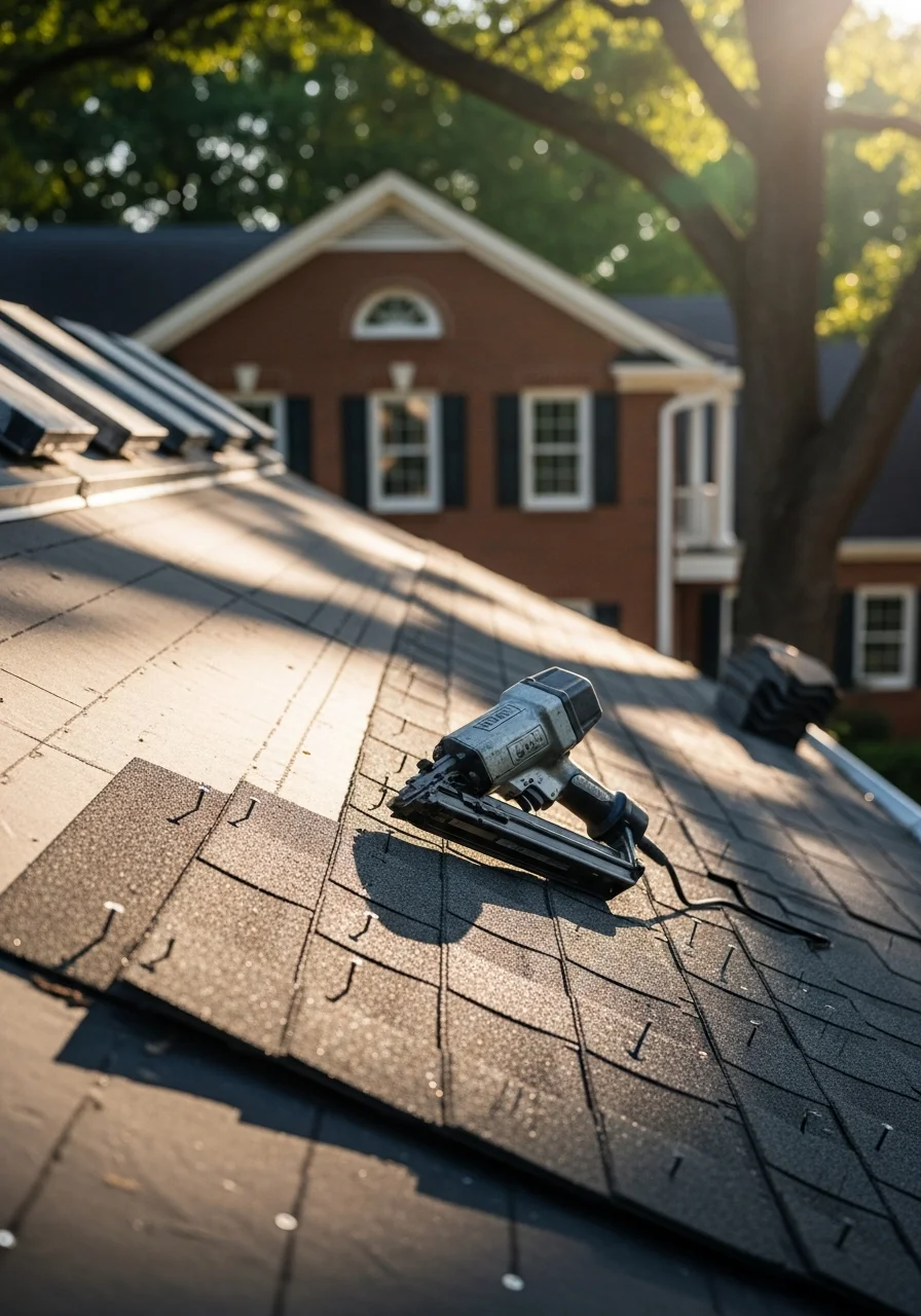 Close-up of a professional worker in Athens performing detailed service work on a home exterior.