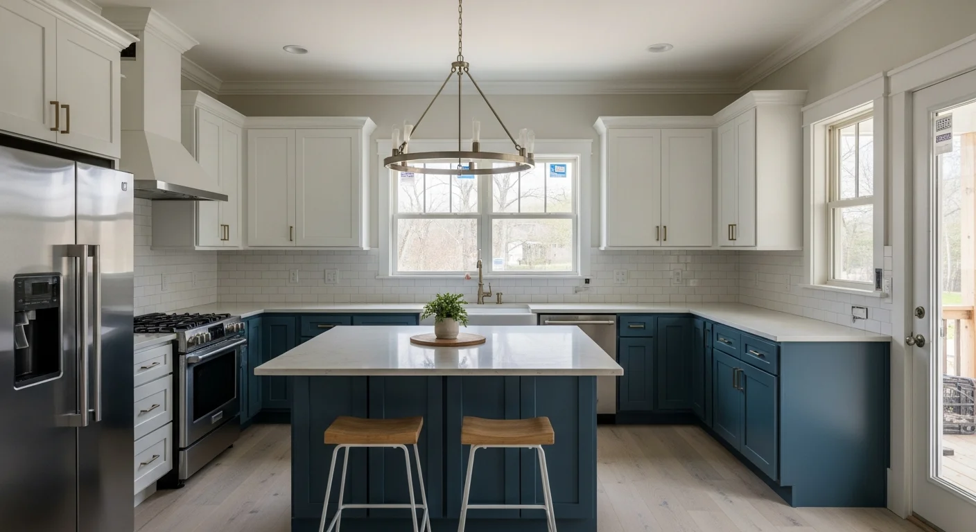 A remodeled interior living space inside an Athens, Georgia home showing updated flooring, fresh trim work, and an open layout. Jorco Construction interior remodeling project in Athens, GA.